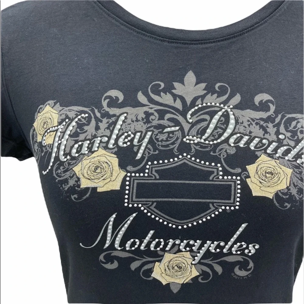 HARLEY-DAVIDSON Black Woman’s Short Sleeve Tee Shirt Size Small - Picture 3 of 10